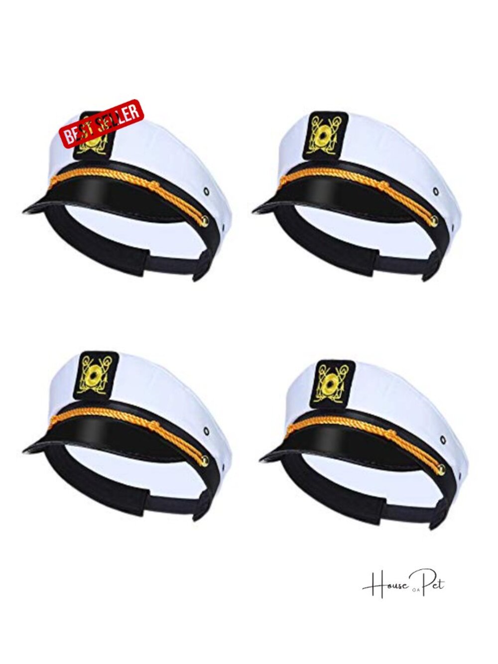 4 Pack Adjustable Captain Sailor Hats Costume Accessory